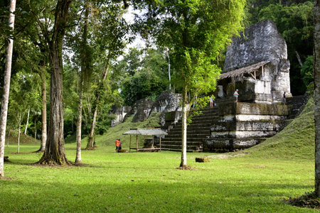Landscapes and corners of the Mayan archaeological city of Tikal, located in the PetÃ©n region, in northern Guatemalaのeditorial素材