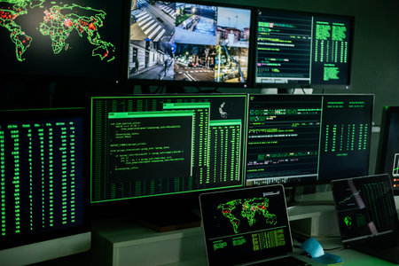 Computer monitor room on dark base