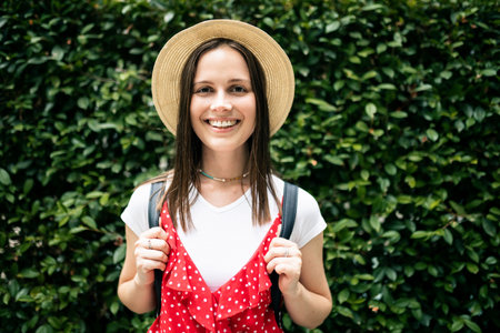 Portrait eastern european hipster woman looking at camera
