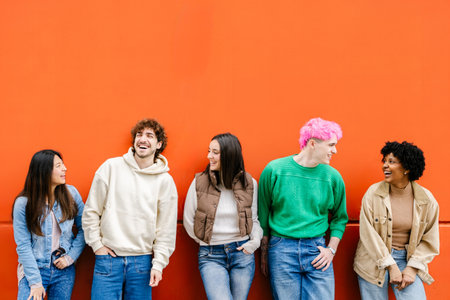 Group of multicultural friends laughing together