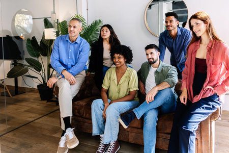 Business team collaborating during casual meeting in office