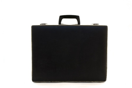 old blak briefcase isolated on white の写真素材