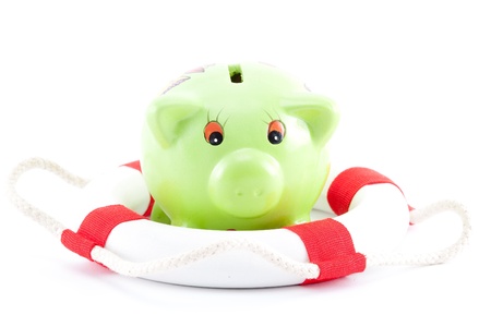 Piggy-bank with lifebeltの写真素材