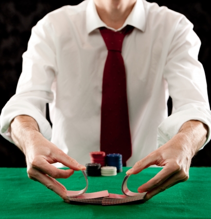 man playing pokerの写真素材