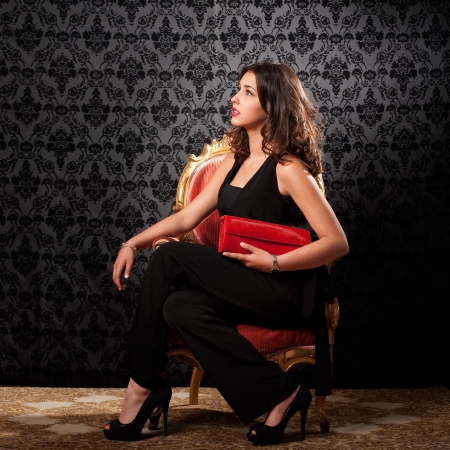 vintage portrait of a beautiful young womanの写真素材