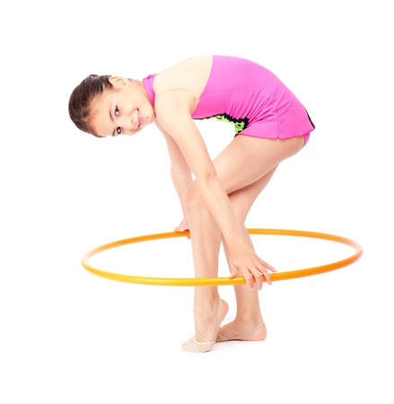 little rhythmic gymnast with hoopの写真素材