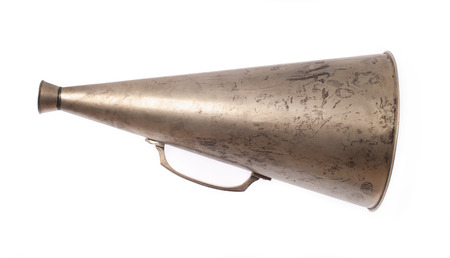 old metallic megaphone isolated on white backgroundの写真素材