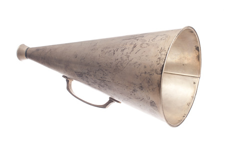 old metallic megaphone isolated on white backgroundの写真素材