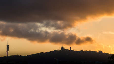 Barcelona's mountain range surrounding the townの写真素材