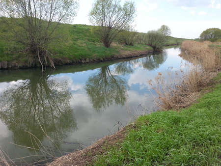 Source of the Don river in springの写真素材