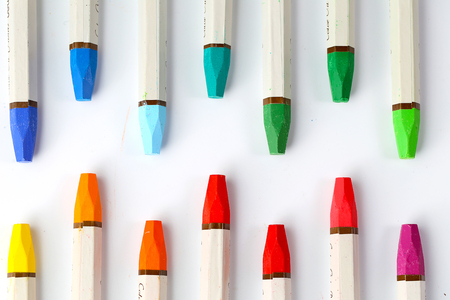 Neatly arranged on a white background paint stirring stickの写真素材