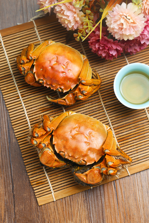 steamed crabs from yangcheng lakeの写真素材