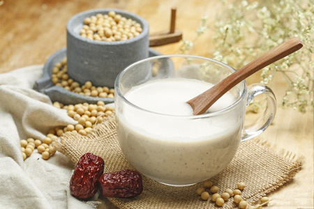 Soybean Milk and stone millの写真素材