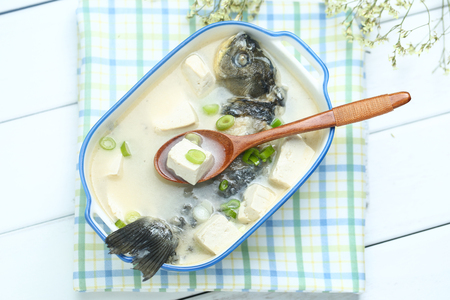 Crucian carp and Bean Curd Soupの写真素材