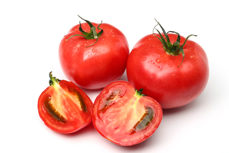 tomatoes isolated on white backgroundの写真素材