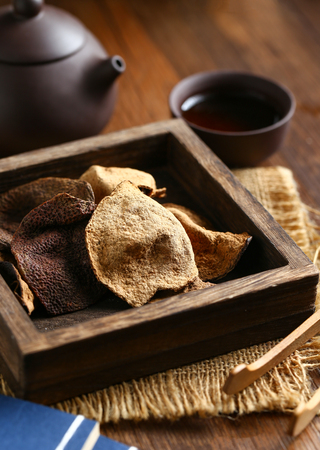 Heap of dried tangerine peelの写真素材