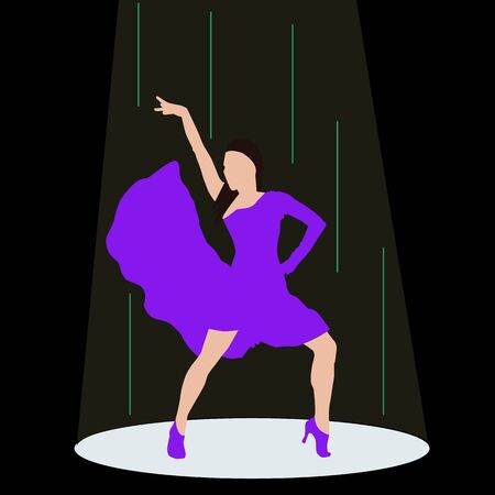 Beautiful woman dancing. Vector illustration in comics retro pop art style.のイラスト素材