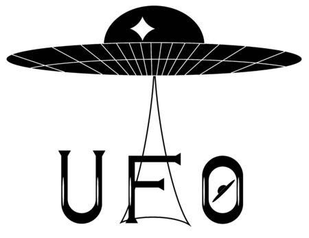 Ufo in black and white vectorのイラスト素材