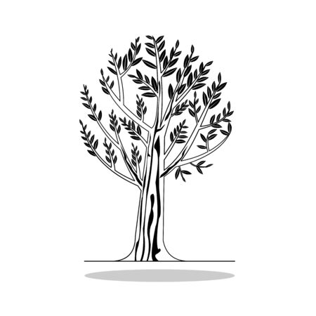 black tree silhouette isolated on white background, vectorのイラスト素材