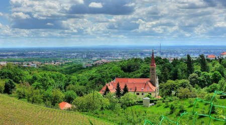 Church on green hill above croatian capital Zagreb, Remeteの写真素材