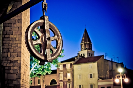 Five wells square pulley nighr scene in Zadar, Dalamtia, Croatiaの写真素材
