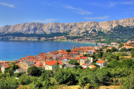 Town of Baska nature and architecture, Island of Krk, Croatiaの写真素材