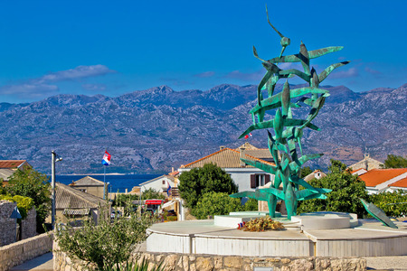 Town of Razanac with Velebit background, Dalmatia, Croatiaの写真素材