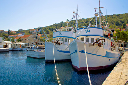 Adriatic fishermen village of Kali, Island of Ugljan, Dalmatia, Croatiaの写真素材