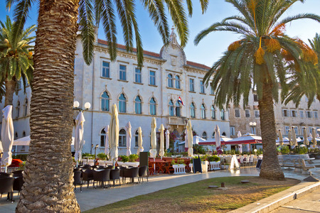 town of Trogir waterfront architecture, Dalmatia, Croatiaのeditorial素材