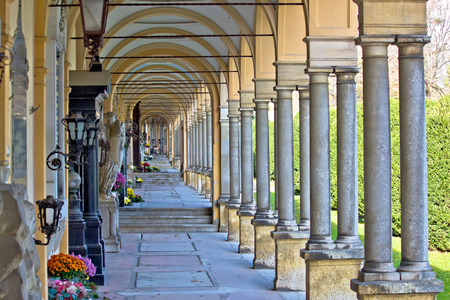 Monumental architecture of Mirogoj cemetery arcades in Zagreb, capital of Croatiaのeditorial素材