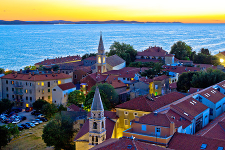 Historic Zadar skyline evening view, Dalmatia, Croatiaの写真素材