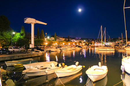 Malinska evening harbor view on Krk island, Croatiaの写真素材
