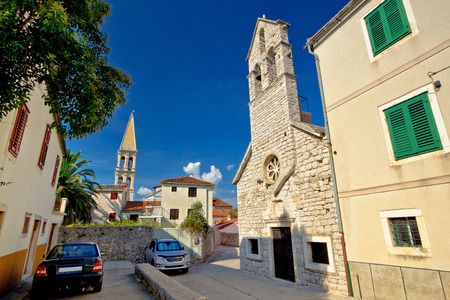 Stari grad on Hvar island stone streets in Dalmatia, Croatiaの写真素材