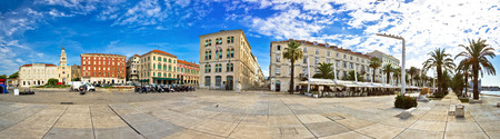 Split Riva waterfront panoramic view, Dalmatia, Croatiaの写真素材