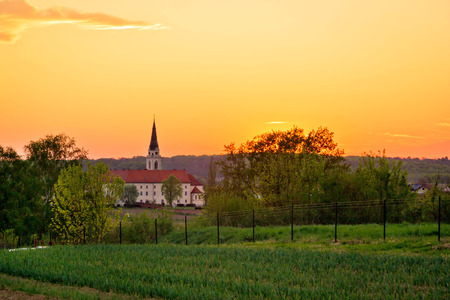 Greek-catholic cathedral in Krizevci, Croatia - sunset viewの写真素材