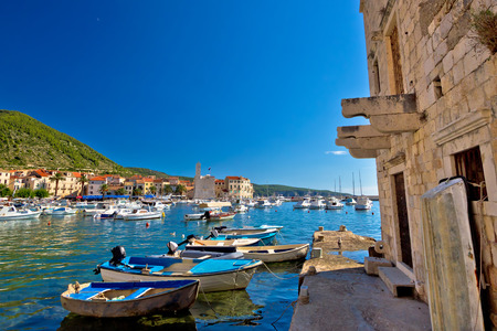 Adriatic town of Komiza old architecture on Vis island, Croatia, Dalmatiaの写真素材