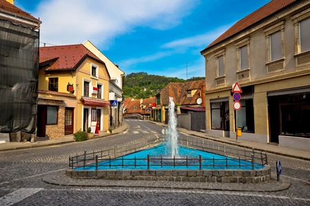 Town of Samobor historic architecture and fountain, northern Croatiaの写真素材