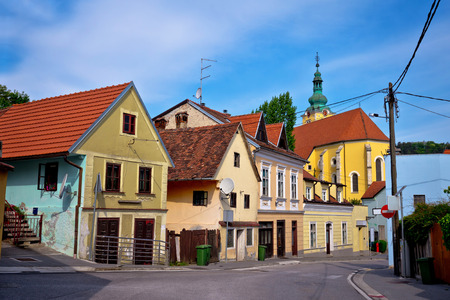 Zown of Samobor colorful old street, northern Croatiaの写真素材