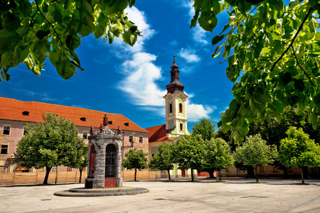 Town of Karlovac square architecture and nature, central Croatiaの写真素材
