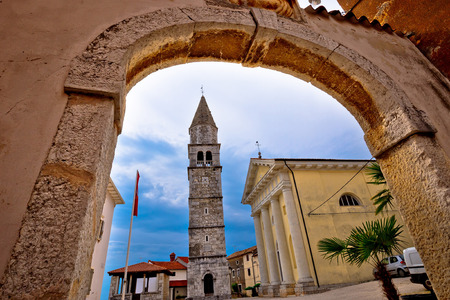 Town of Visnjan square and church, Istria, Croatiaの写真素材