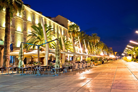 Split Riva waterfront evening view, Dalmatia, Croatiaの写真素材