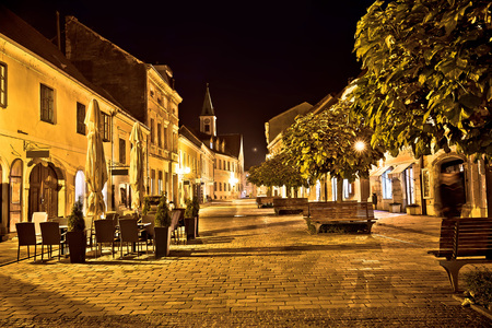 Varazdin baroque old street evening view, northern Croatia