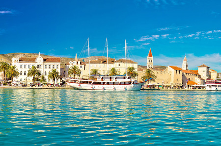 UNESCO town of Trogit seafront view, Dalmatia, Croatiaの写真素材