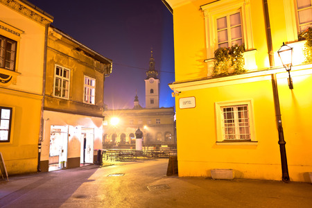 Dolac square in Zagreb advent evening view, capital of Croatiaの写真素材