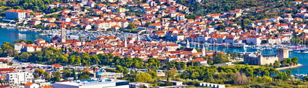 Old UNESCO town Trogir aerial panorama, Dalmatia, Croatiaの写真素材