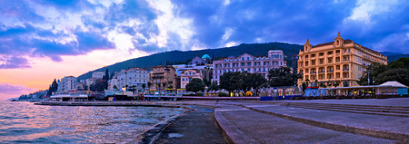 Town of Opatija waterfront sunset panorama, Kvarner bay of Croatiaの写真素材
