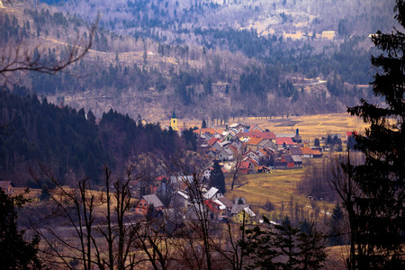 Village of Lokve in Gorski Kotar mountain region of Croatiaの写真素材