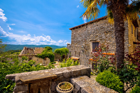 Town of Hum ancient architecture, smallest town in the world in Istria, Croatiaの写真素材