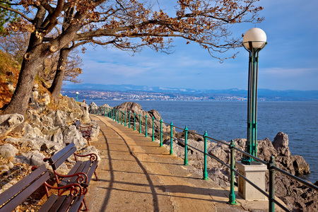 Lingomare seafront walkway in Opatija Riviera, near Ika, Kvarner bay, Croatiaの写真素材