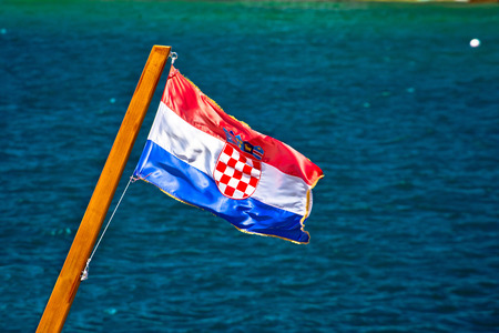 Flag of Republic Croatia on sea background view
